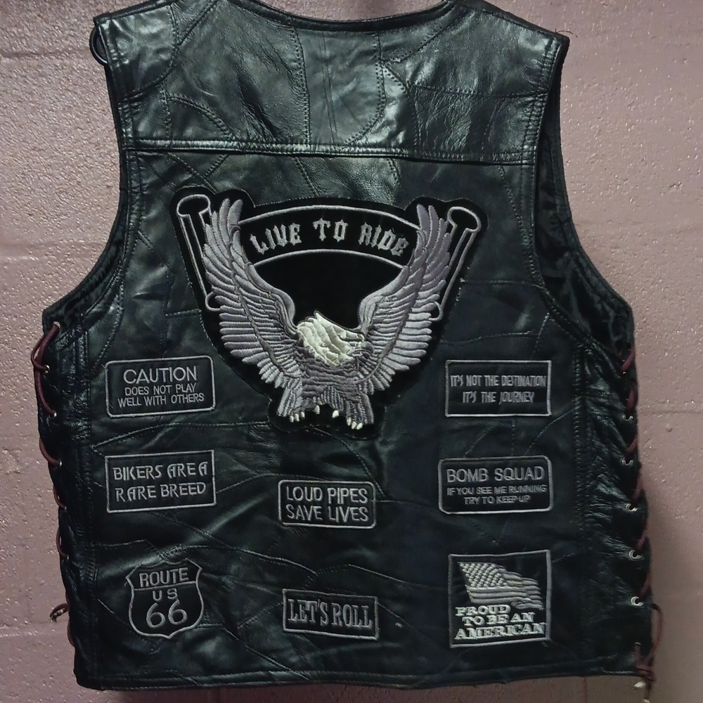 A diamond plate Buffalo leather biker vest